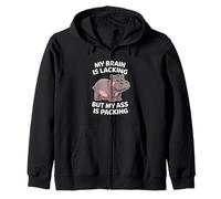 My Brain Is Lacking Funny Hippo Zip Hoodie