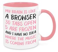 My Brain Is Like A Browser Mug - Birthday & Christmas Funny Gift Present for Mum, Dad, Friend, Sister, Brother, Grandparents - Secret Santa - Pink