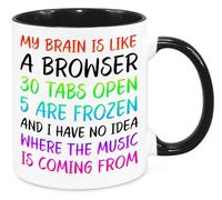 My Brain Is Like A Browser Mug - Birthday & Christmas Funny Gift Present Novelty Gift for Mum, Dad, Friend, Sister, Brother, Grandparents - Secret Santa - Funny Quotes Coffee Mug (Rainbow)