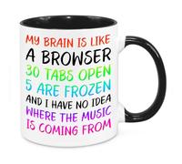 My Brain Is Like A Browser Mug - Birthday Christmas Funny Present Novelty for Mum Dad Friend Sister Brother Grandparents for Him Her Secret Santa Funny Quotes Coffee Mug (Rainbow)