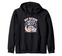 My Brain Needs Rest Burnout Tired Mood Exhausted - Zip Hoodie