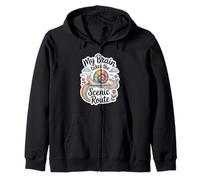 My Brain Takes The Scenic Route Funny Neurodivergent Zip Hoodie