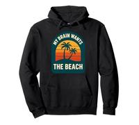 My Brain Wants the Beach Retro Sunset Summer Vacation Pullover Hoodie