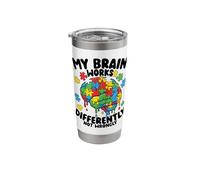 My Brain Works Differently Autism Awareness Drip Stainless Steel Insulated Tumbler