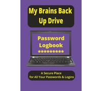 My Brains Back up Drive; Password Logbook: A Secure Place for All Your Passwords & Logins. Password Keeper/Login Tracker/Internet address Organizer for Usernames and Passwords