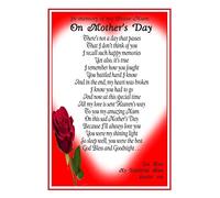 My Brave Mum - Red Rose Design for Mothers Day - A Memorial Poem by Impishodes - Bereavement Funeral Grave Card Marker