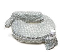 My Brest Friend Nursing Pillow - Deluxe - Enhanced Comfort w/Slipcover - Ergonomic Breastfeeding Pillow For Ultimate Support For Mom & Baby - Adjustable Pillow W/Handy Side Pocket, Flower Key Grey