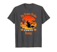 My Broom Broke Nanny Witch Halloween T-Shirt, Men, Dark Heather Grey, 6X-Large