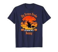 My Broom Broke Nanny Witch Halloween T-Shirt, Men, Navy Blue, 4X-Large