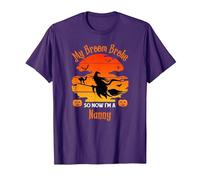 My Broom Broke Nanny Witch Halloween T-Shirt, Men, Purple, Small