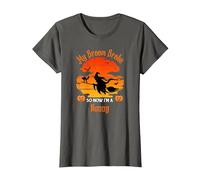 My Broom Broke Nanny Witch Halloween T-Shirt, Women, Asphalt Grey, Large
