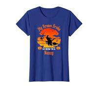 My Broom Broke Nanny Witch Halloween T-Shirt, Women, Royal Blue, Medium