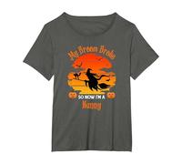 My Broom Broke Nanny Witch Halloween T-Shirt, Women's Plus, Asphalt Grey, 6X
