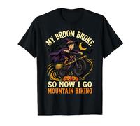 My Broom Broke Witch Mountain Biking Halloween MTB Value Graphic T-Shirt, Men, Black, M