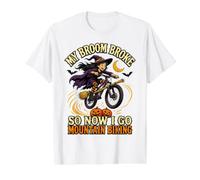 My Broom Broke Witch Mountain Biking Halloween MTB Value Graphic T-Shirt, Men, White, L