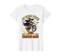 My Broom Broke Witch Mountain Biking Halloween MTB Value Graphic T-Shirt, Women, White, S