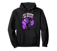 My Broom My Rules Black Cat Witch Halloween Pullover Hoodie