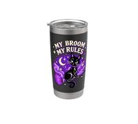 My Broom My Rules Black Cat Witch Halloween Stainless Steel Insulated Tumbler