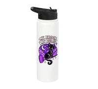 My Broom My Rules Black Cat Witch Halloween Stainless Steel Insulated Water Bottle
