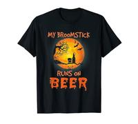 My Broomstick Runs On Beer Tshirt Funny Halloween Gift Tee T-Shirt