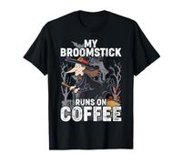 My Broomstick Runs On Coffee Halloween Witch Flying T-Shirt
