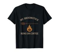 My Broomstick Runs on Coffee Witch Design T-Shirt
