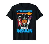 My Broomstick Runs On Insulin - Diabetes Warriors Halloween T-Shirt