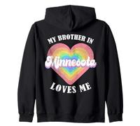 My Brother In Minnesota Loves Me Heart Usa US State Zip Hoodie