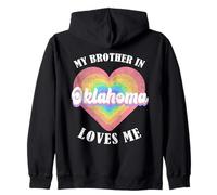 My Brother In Oklahoma Loves Me Heart Usa US State Zip Hoodie