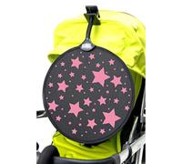 My Buggy Buddy Sunshade for Pram/ Car Seat, Universal Fit Parasol, UPF 50+ Protection, Easy Fold Away/ Pop Open, 34 cm Diameter, Pink Stars