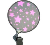 My Buggy Buddy Sunshade for Pram/ Car Seat, Universal Fit Parasol, UPF 50+ Protection, Easy Fold Away/ Pop Open, 34 cm Diameter, Pink Stars