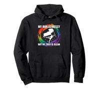 My Bun Is Messy But My Toss I Clean Color Guard Flag Pullover Hoodie