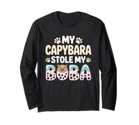 My Capybara Stole My Boba Funny Capybara Bubble Tea Lover Long Sleeve T-Shirt
