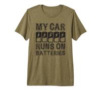 My Car Runs On Batteries Quote E Cars EV Electric Car Premium T-Shirt