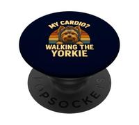 My Cardio Walking The Yorkie Funny Yorkshire Terrier Owner PopSockets Adhesive PopGrip