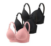 My Cart Show Women's Bra Front Closure Floral Lace Comfortable Hold Underwired T-Shirt Bralette Soft Wireless Everyday Sportswear Women's Set Fitness, Light pink, 20