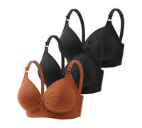 My Cart Show Women's Bra Front Closure Floral Lace Comfortable Hold Underwired T-Shirt Bralette Soft Wireless Everyday Sportswear Women's Set Fitness, yellow, 18