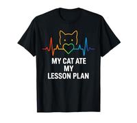 My Cat Ate My Lesson Plans Heartbeat Cat Lover Animal T-Shirt