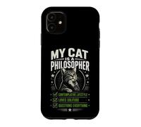 MY CAT IS A PHILOSOPHER Funny Cat with Thoughtful Pose Case for iPhone 11
