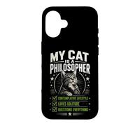 MY CAT IS A PHILOSOPHER Funny Cat with Thoughtful Pose Case for iPhone 16
