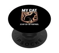 My Cat Is My Co Op Partner Gamer Crest Cozy PopSockets Adhesive PopGrip
