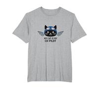 My Cat is My Co-Pilot: Aviator Kitty Adventure T-Shirt, Men's Big and Tall, Heather Grey, 5X Tall