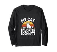 My Cat is My Favorite Roommate Funny Cat Long Sleeve T-Shirt