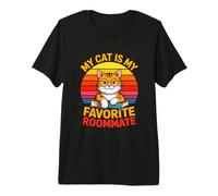 My Cat is My Favorite Roommate Funny Cat Lover Premium T-Shirt