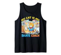 My Cat is My Skate Coach Funny Skateboard Feline Trainer Tank Top