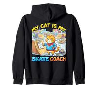 My Cat Is My Skate Coach Funny Skateboard Feline Trainer Zip Hoodie