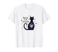 My Cat is My Soulmate - Cosmic Feline Love T-Shirt, Men, White, 6XL