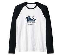 My Cat is My Therapist: Funny Pet Lover Quote Raglan Baseball Tee, Men, Black/White, M