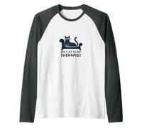 My Cat is My Therapist: Funny Pet Lover Quote Raglan Baseball Tee, Men, Dark Heather/White, L