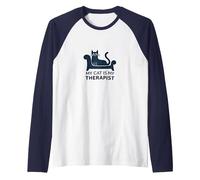 My Cat is My Therapist: Funny Pet Lover Quote Raglan Baseball Tee, Men, Navy/White, L